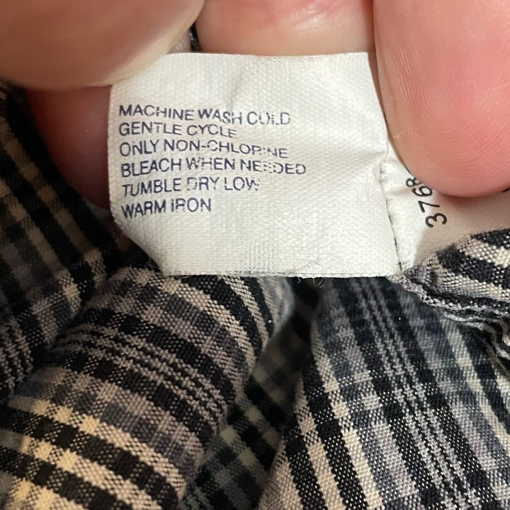 Gap Jeans 1969 Pearl Snap Shirt Large Gray Black Beige Plaid Long Sleeve Y2K - Picture 6 of 9